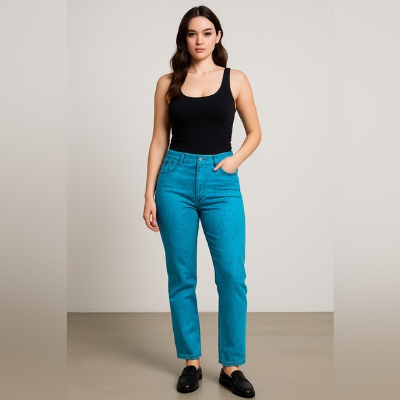 🐆Levi’s 512 Straight Jeans - Turquoise Animal Print 🐆🐆 - Picture 1 of 15